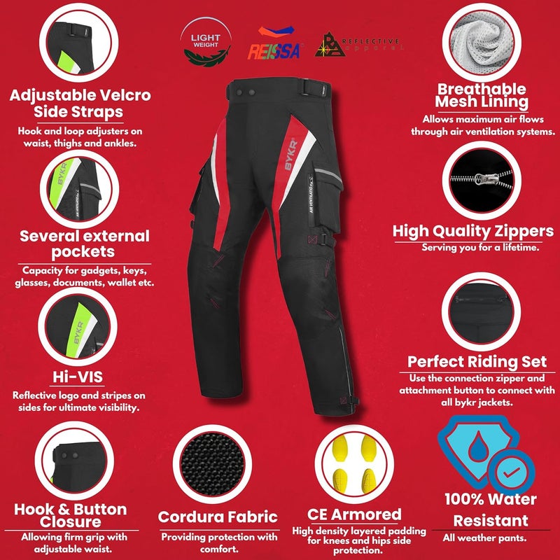 BYKR Motorcycle Pants for Men and Women Armored Cordura Overpants Enduro ATV Dual Sports Motocross Cargo Work Touring - Image 3